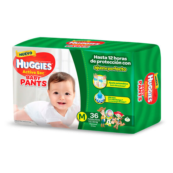 PAÑAL HUGGIES ACTIVE SEC BABY PANTS M x36